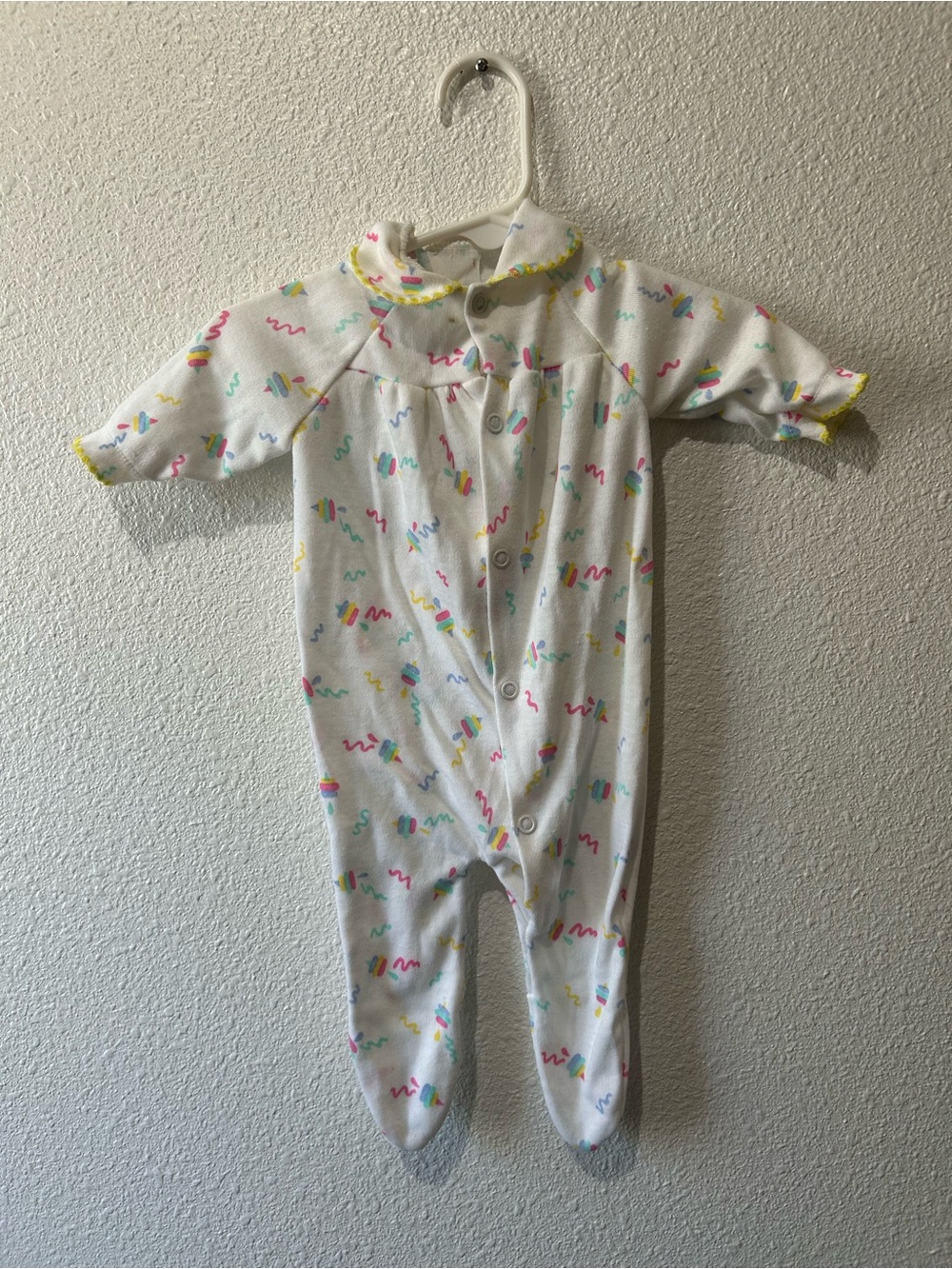 Vintage Baby Footie Pajamas  Confetti Print